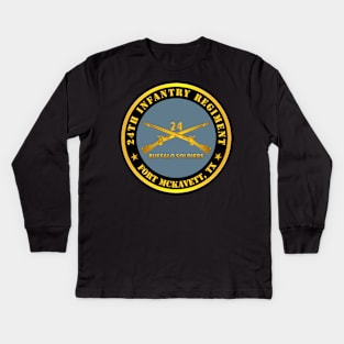 24th Infantry Regiment - Fort McKavett, TX - Buffalo Soldiers w Inf Branch Kids Long Sleeve T-Shirt